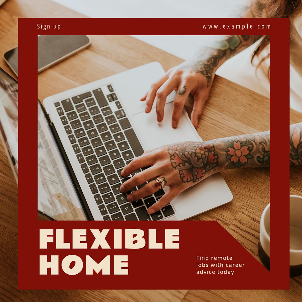 Flexible work Instagram post template, editable text