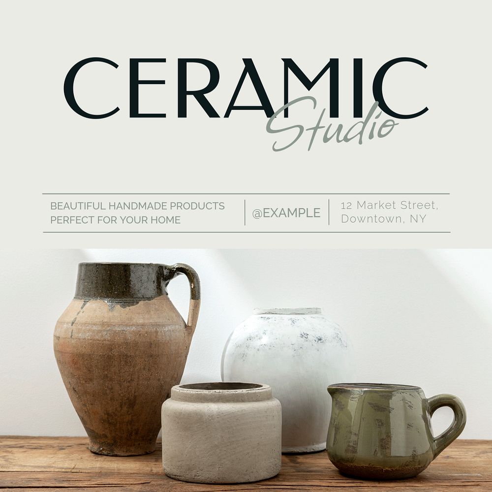 Ceramic studio Instagram post template, editable text