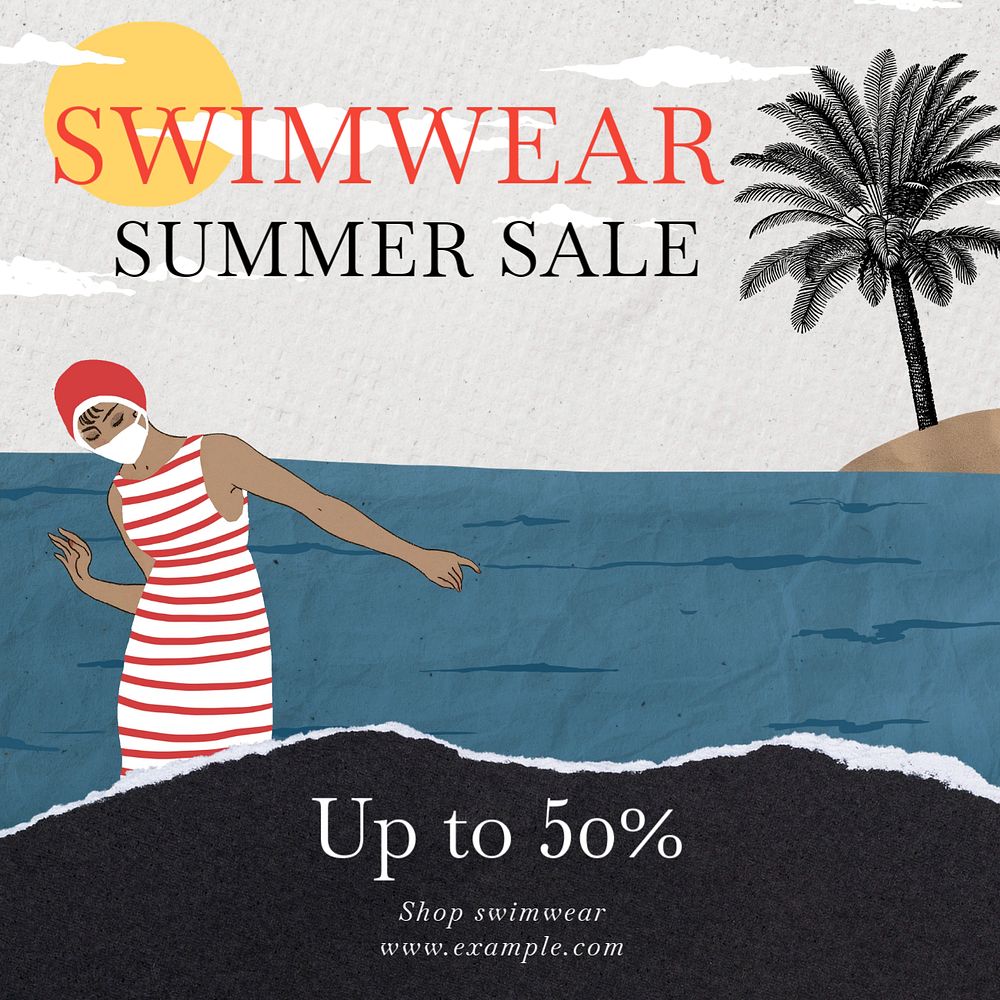 Summer sale Instagram post template, editable text