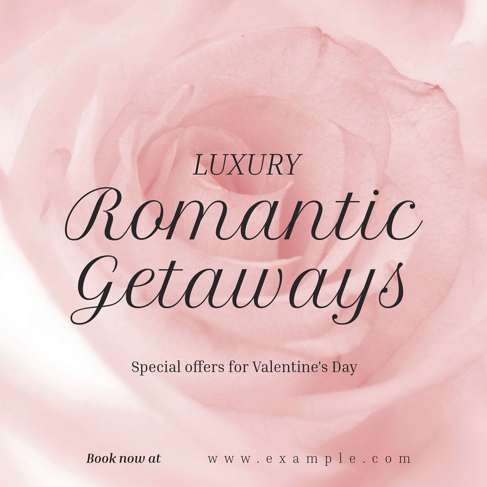 Luxury romantic getaway Instagram post template, editable text