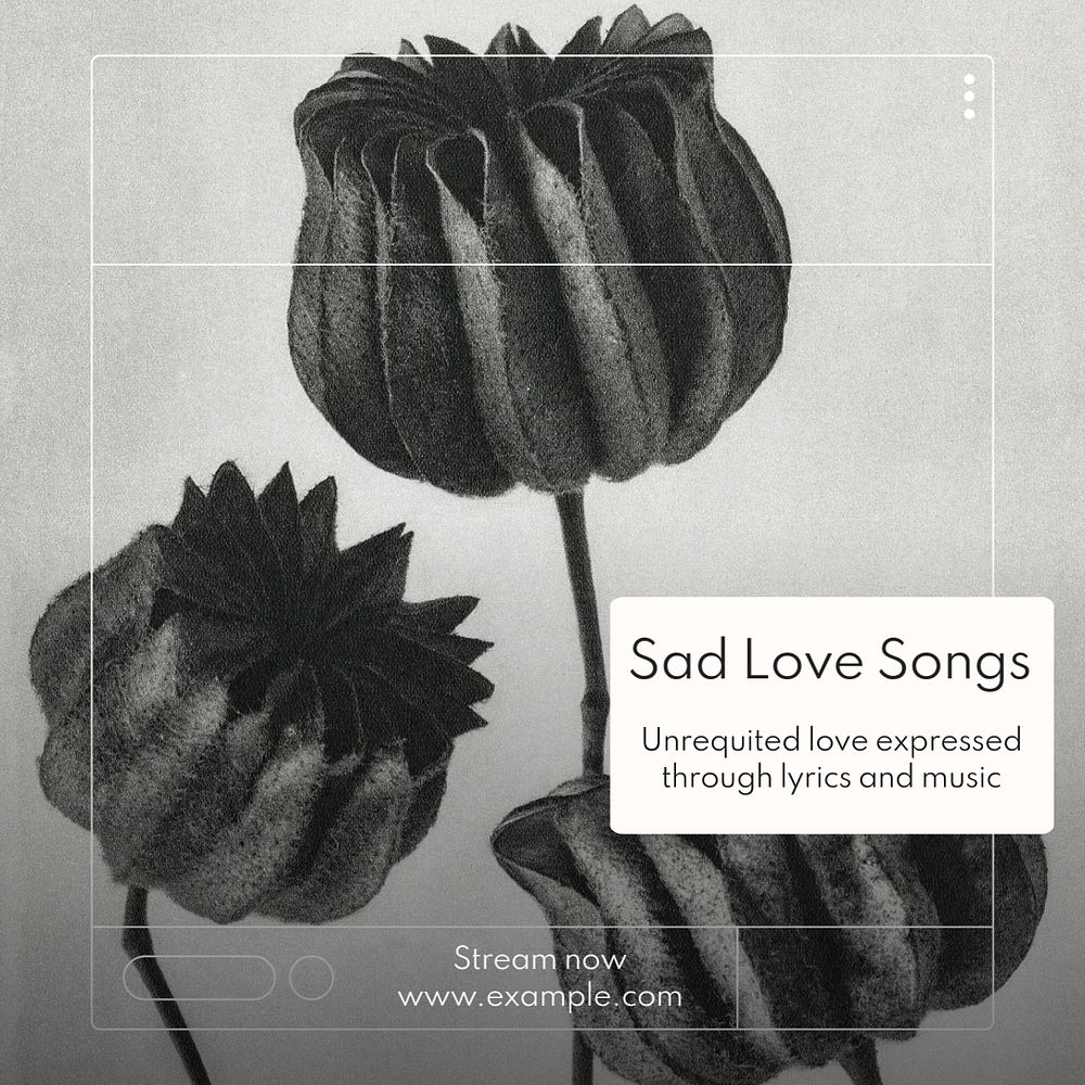 Sad love songs Instagram post template, editable text