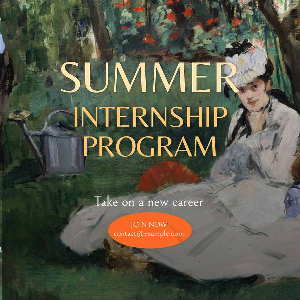 Summer internship Instagram post template, editable text