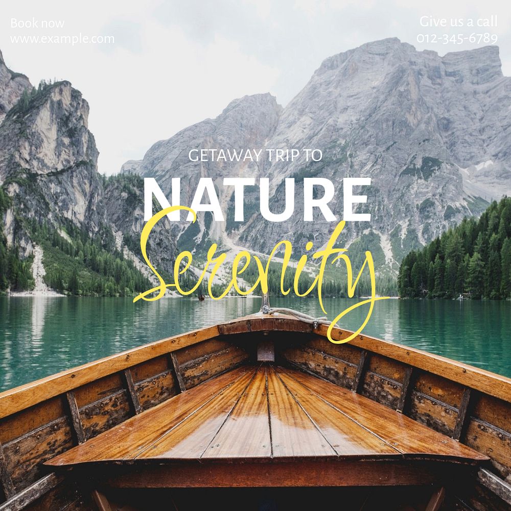 Serenity & nature trip Instagram post template, editable text