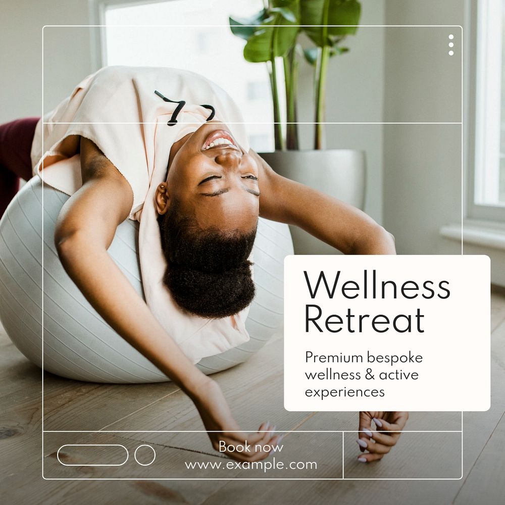 Wellness retreat Instagram post template, editable text