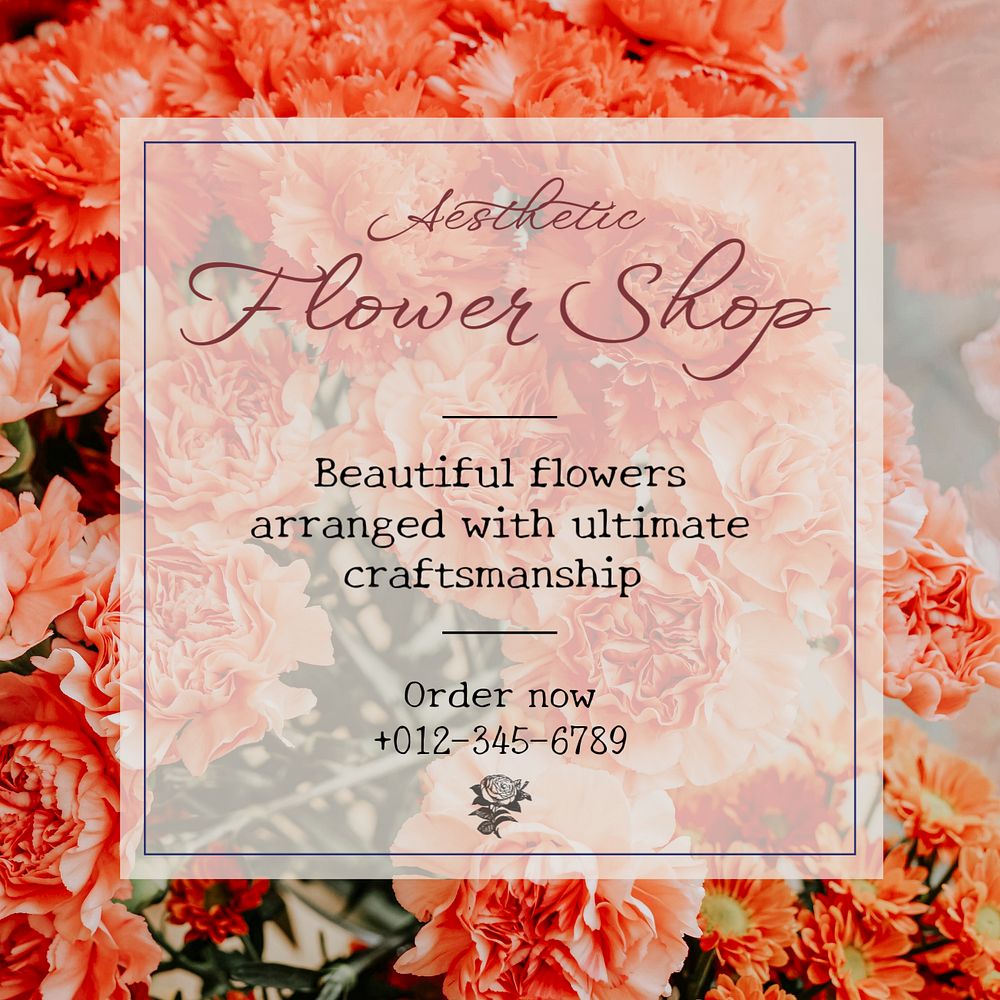 Flower shop Instagram post template, editable text