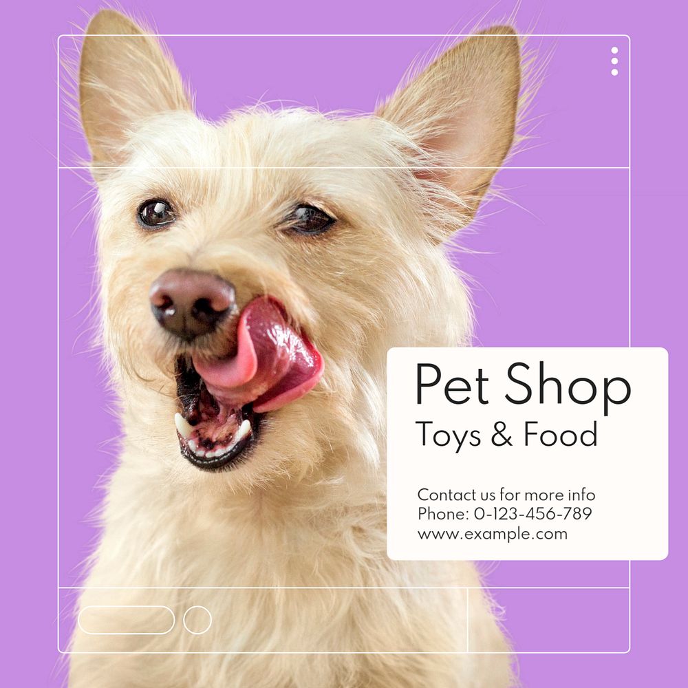 Pet shop Instagram post template, editable text