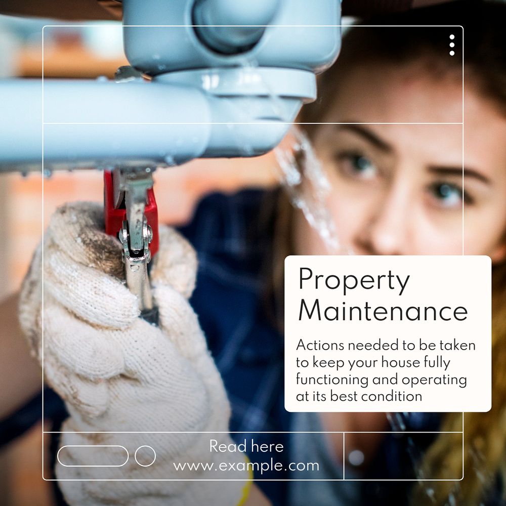 Property maintenance Instagram post template, editable text