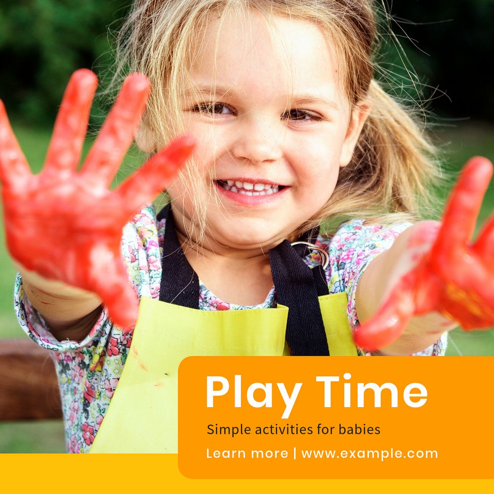 Play time Instagram post template, editable text