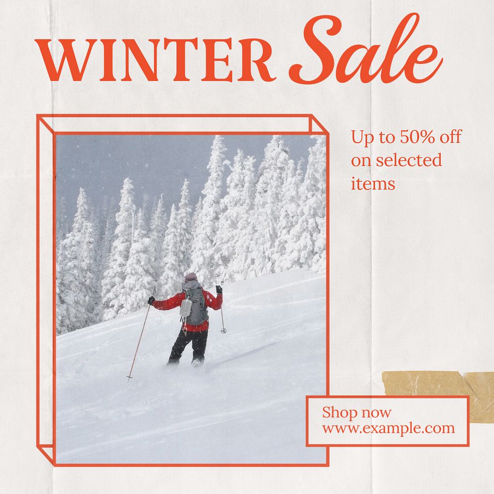 Winter sale Instagram post template, editable text