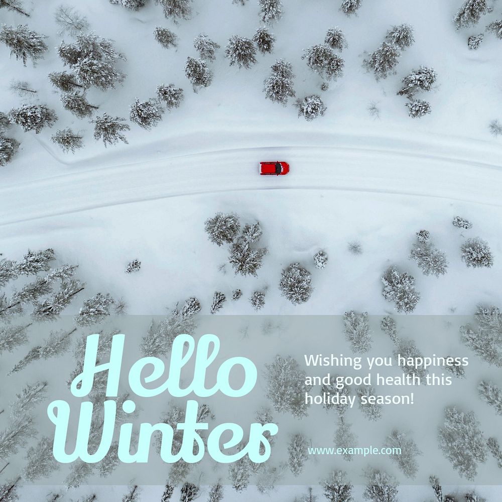 Hello winter wish Instagram post template, editable text