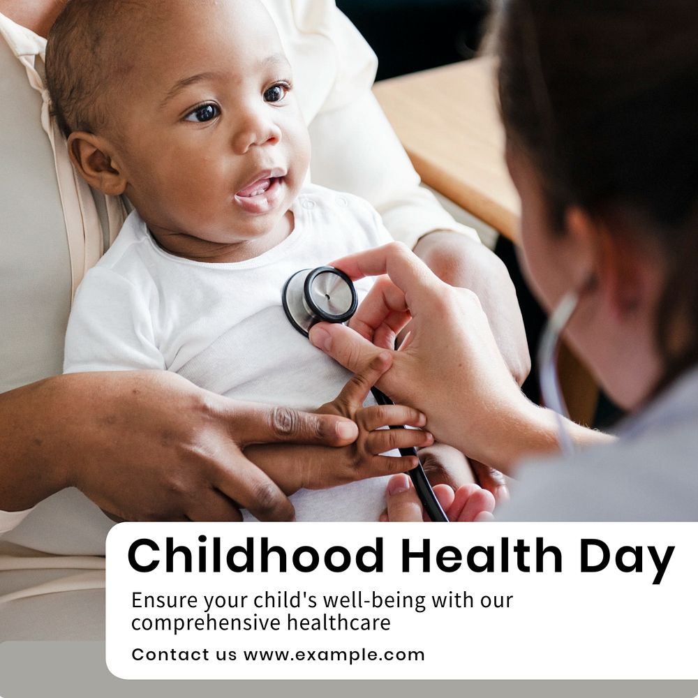 Childhood health day Instagram post template, editable text