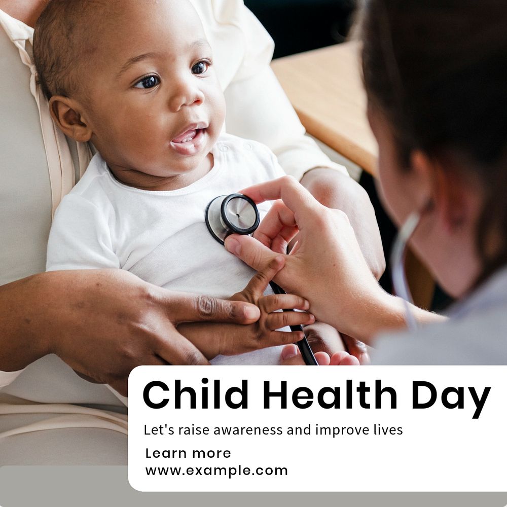 Child health day Instagram post template, editable text