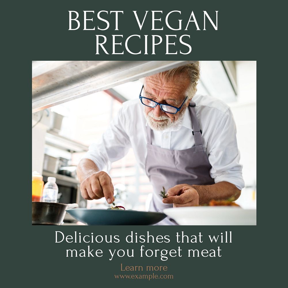 Best vegan recipes Instagram post template, editable text