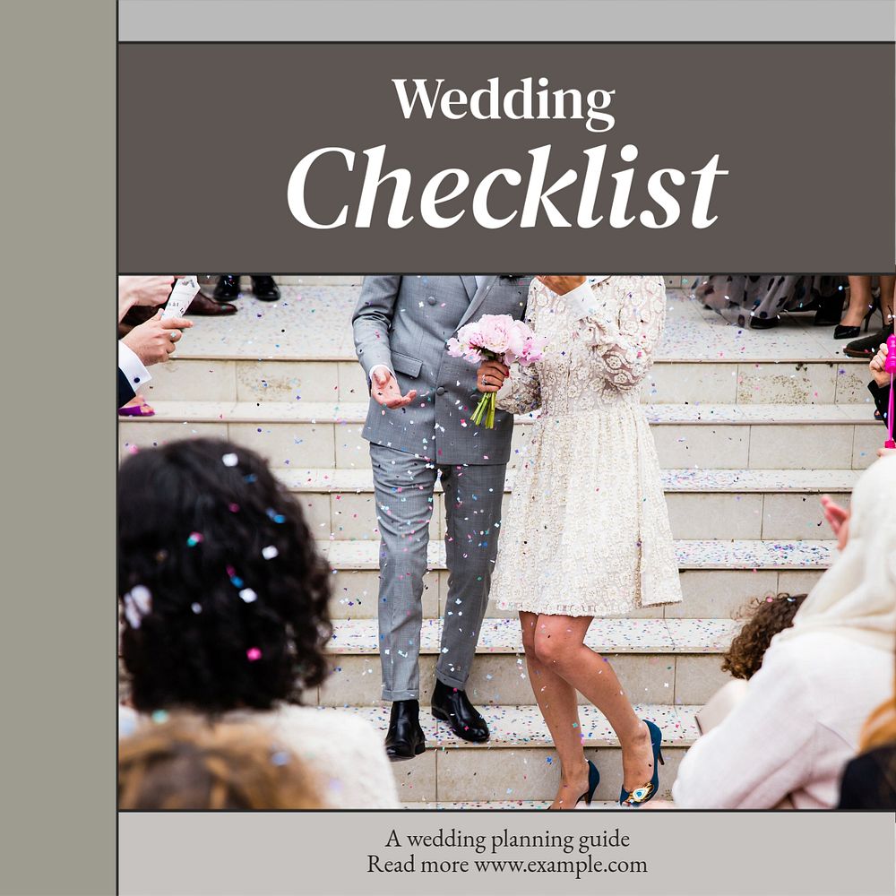 Wedding checklist Instagram post template, editable text