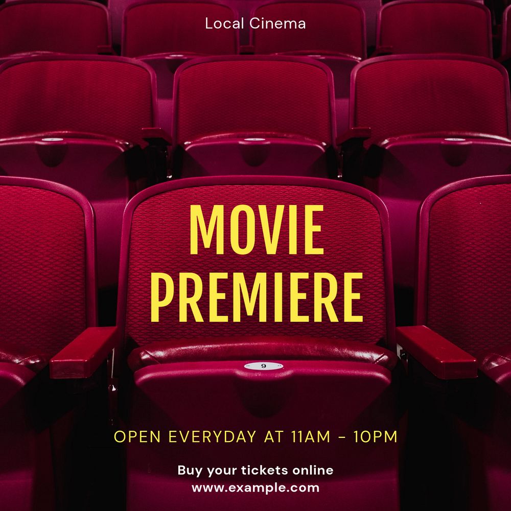 Movie premiere Instagram post template, editable text