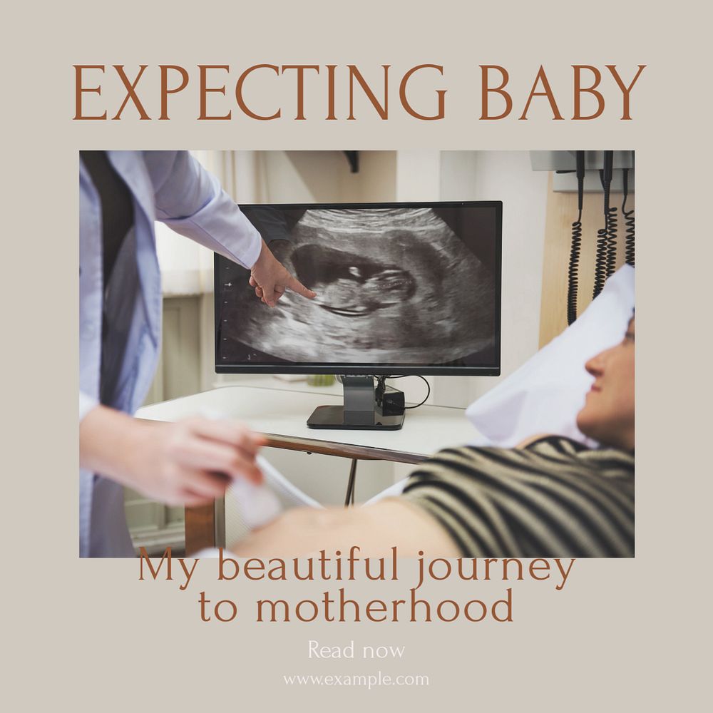 Expecting baby Instagram post template, editable text