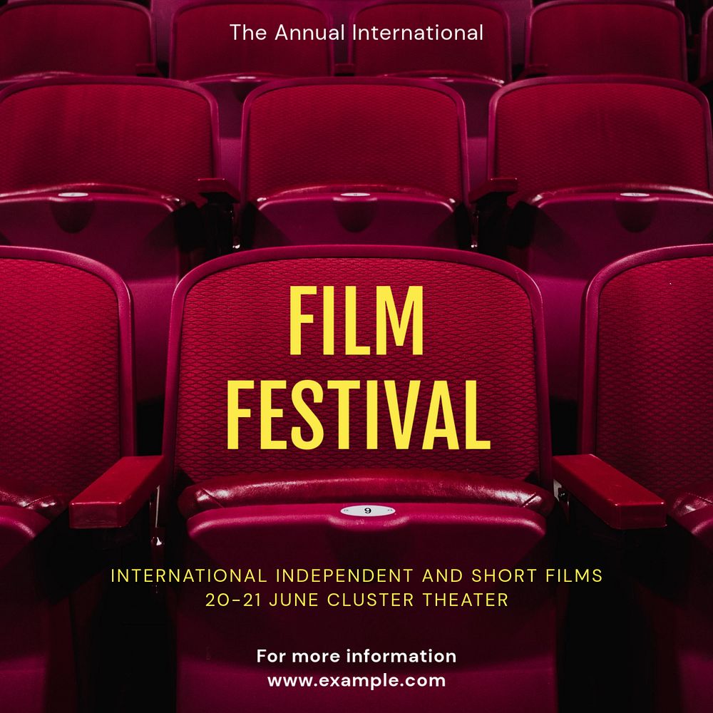 Film festival Instagram post template, editable text