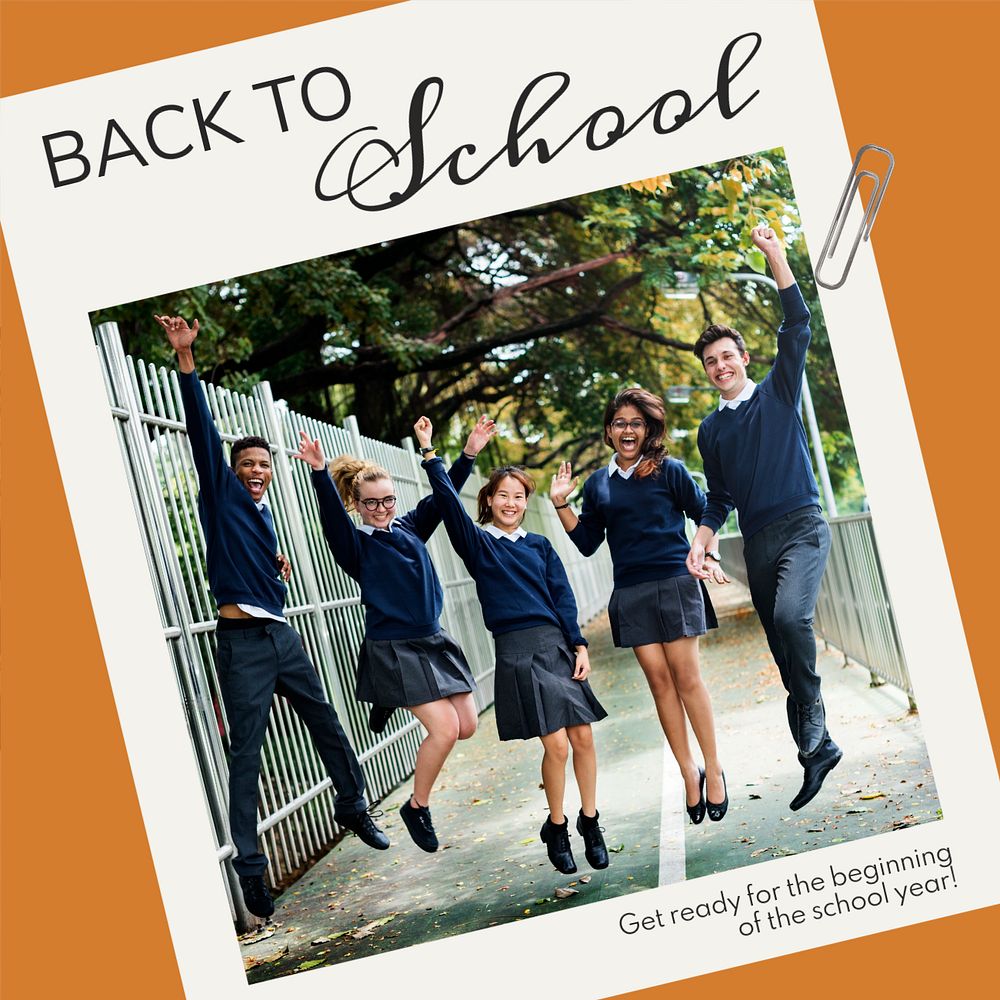 Back to school Instagram post template, editable text