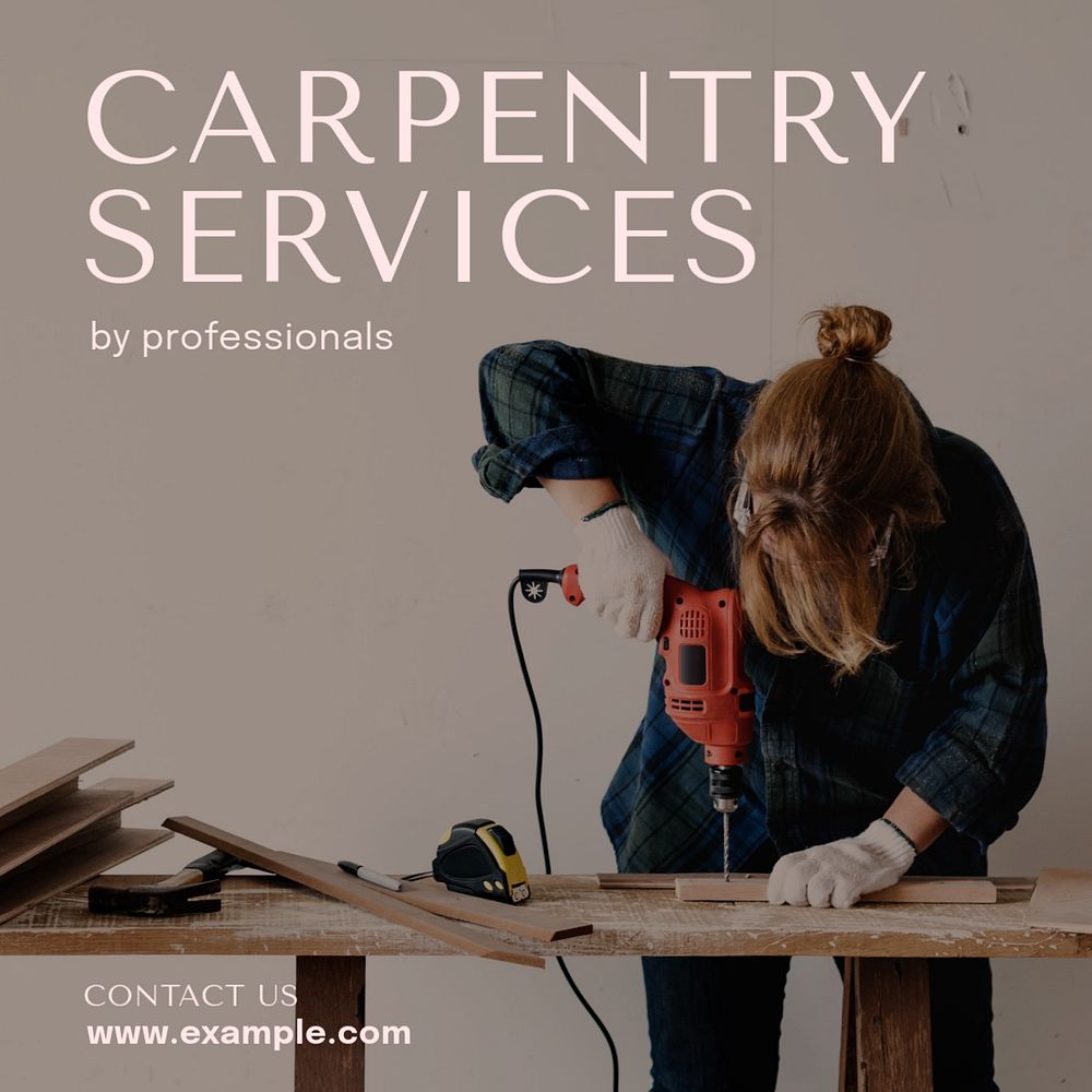 Carpentry services Instagram post template, editable text