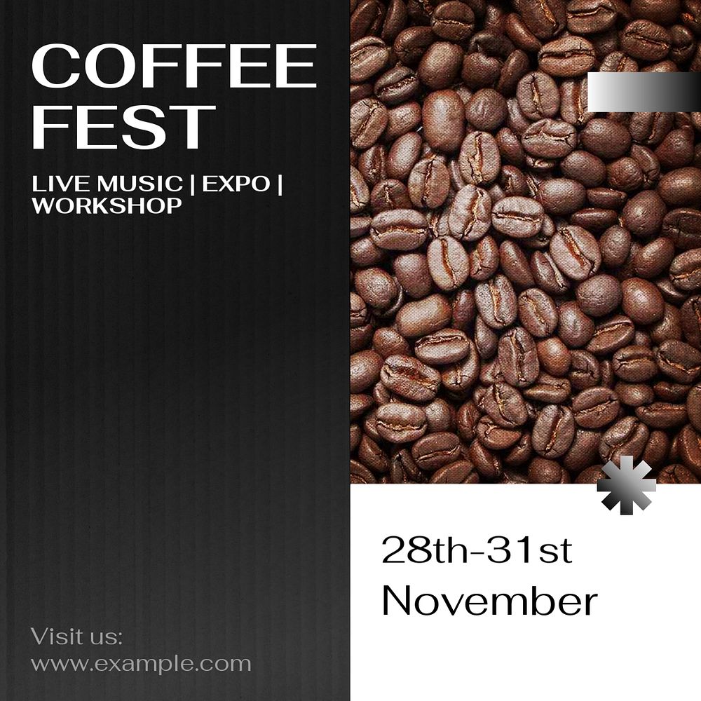 Coffee festival Instagram post template, editable text