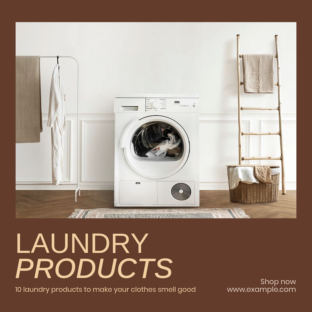 Laundry products Instagram post template, editable text