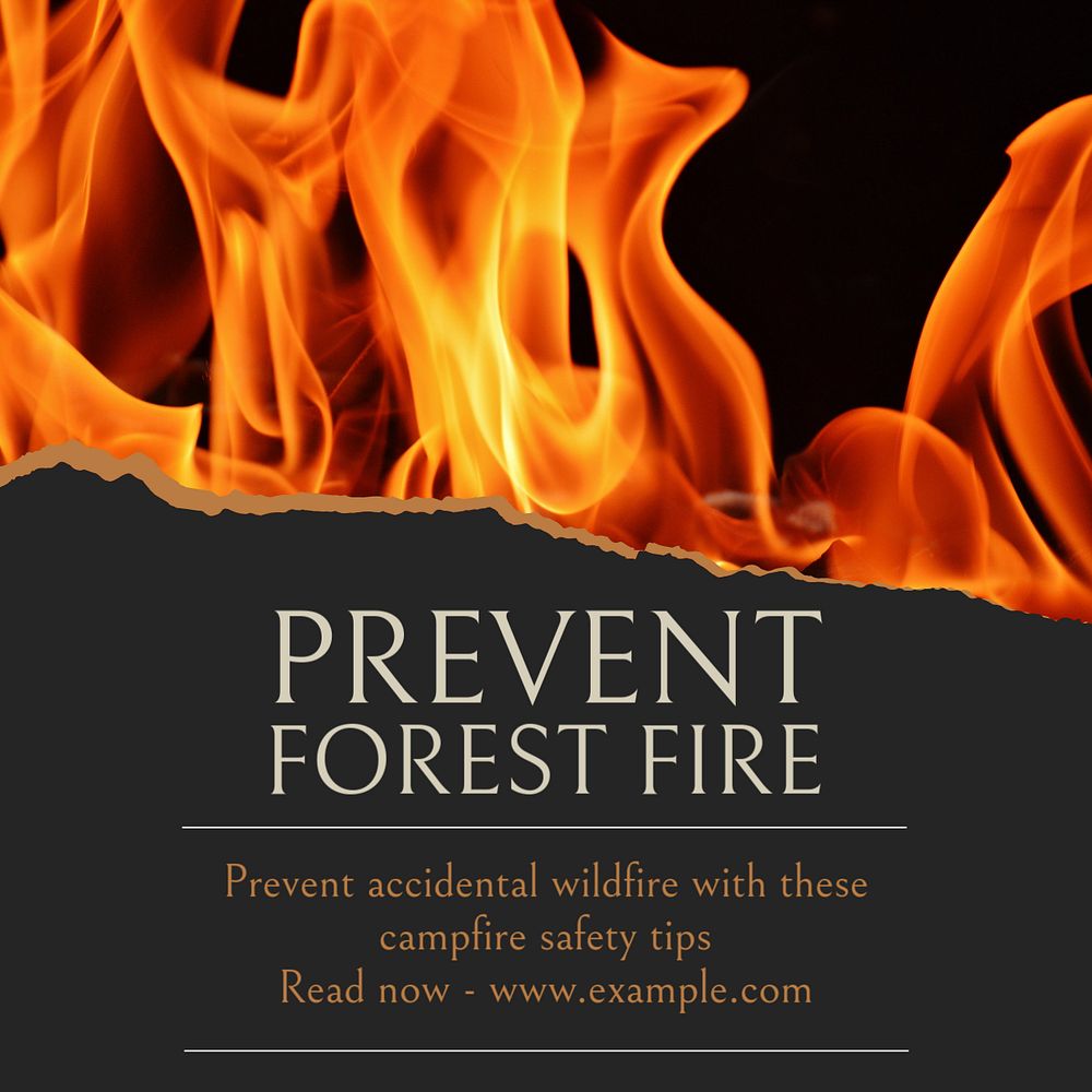 Forest fire Instagram post template, editable text