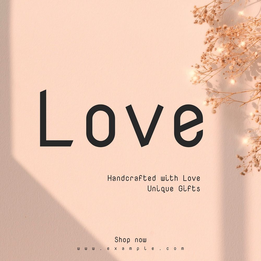 Handcrafted with love Instagram post template, editable text