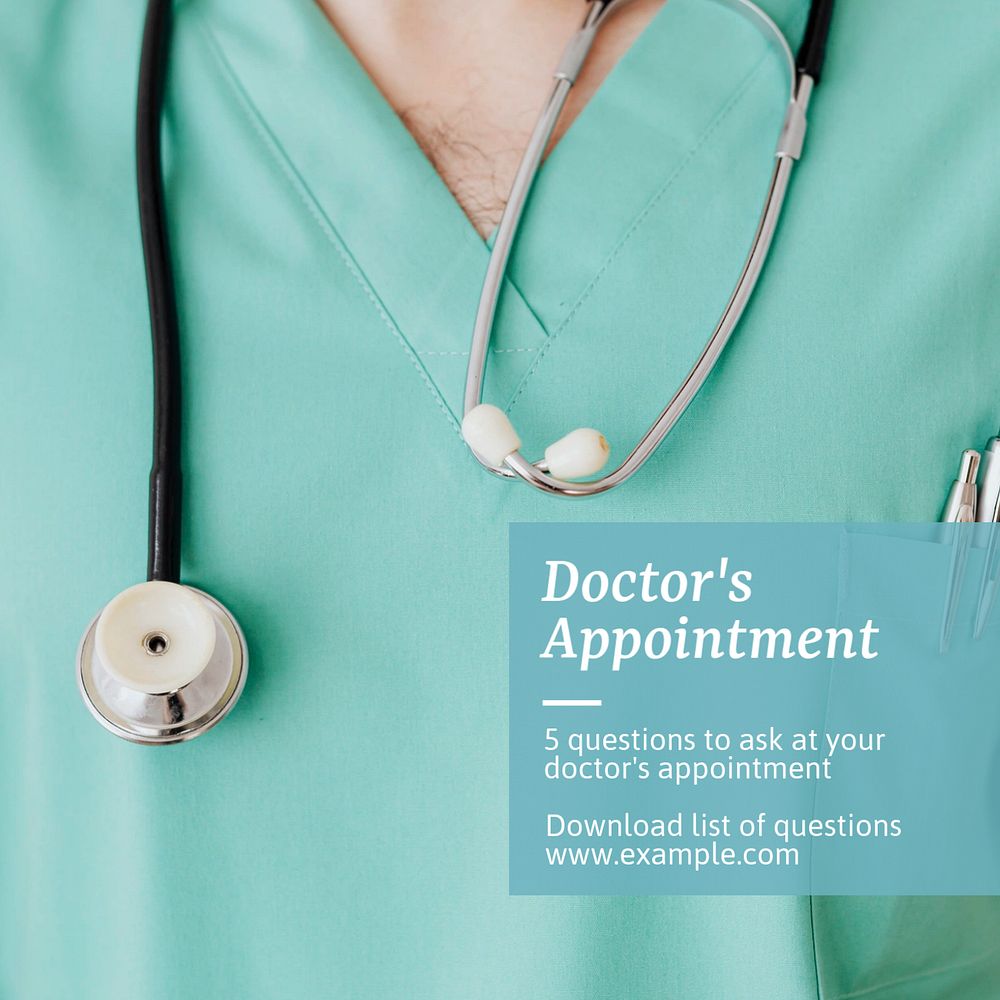 Doctor's appointment Instagram post template, editable text