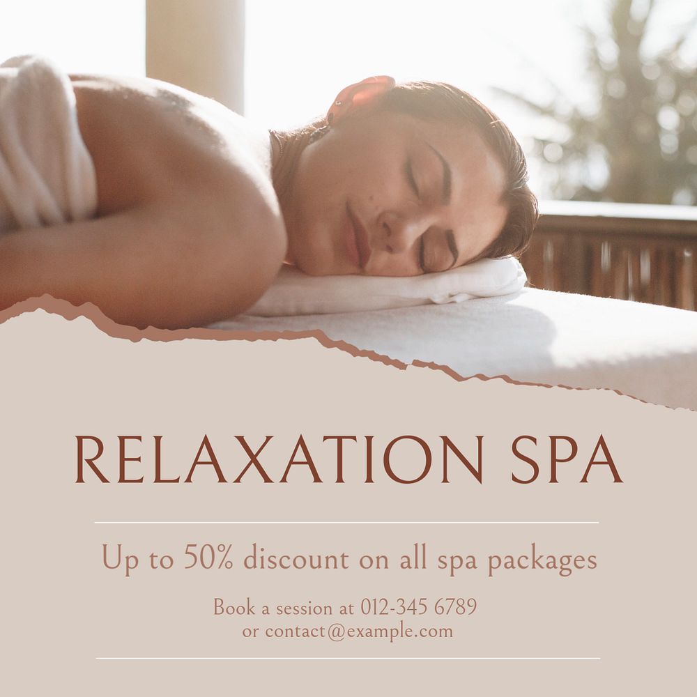 Relaxation spa Instagram post template, editable text