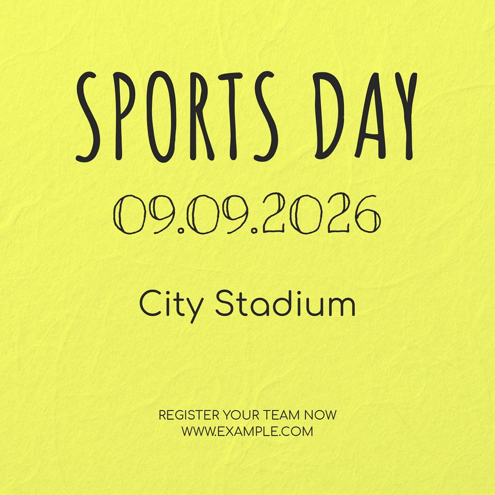 Sports day Instagram post template, editable text