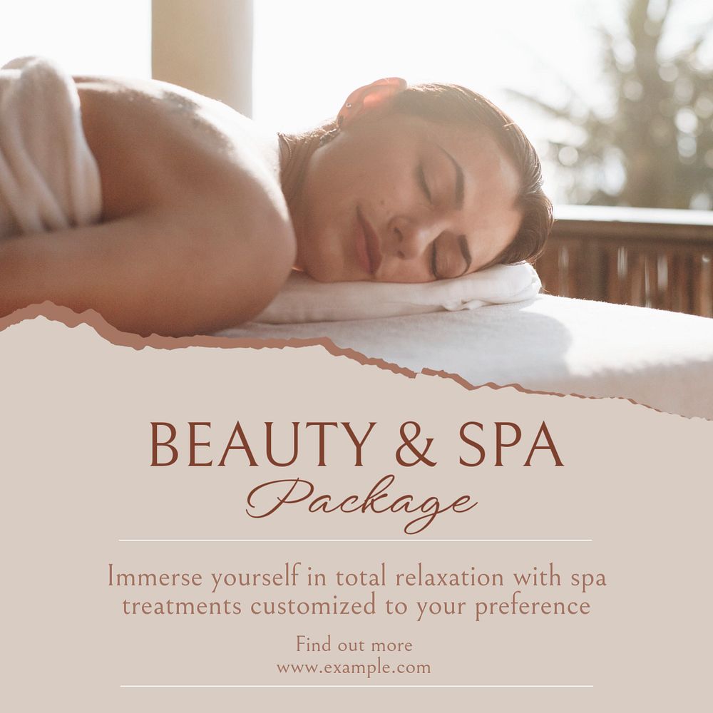 Beauty spa package Instagram post template, editable text