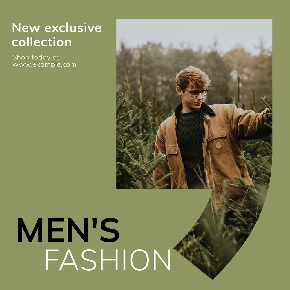 Men's fashion Instagram post template, editable text