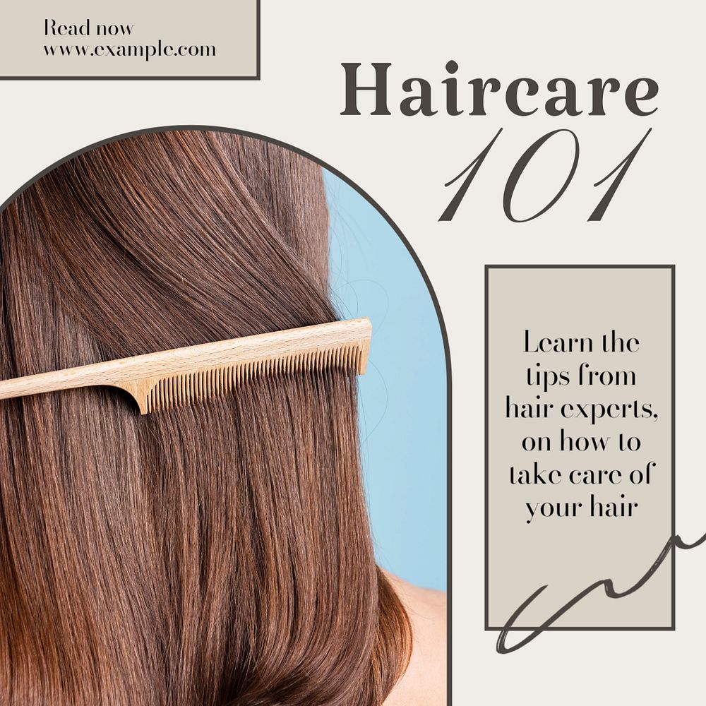 Haircare 101 Instagram post template, editable text