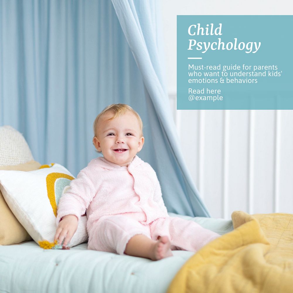 Child psychology Instagram post template, editable text