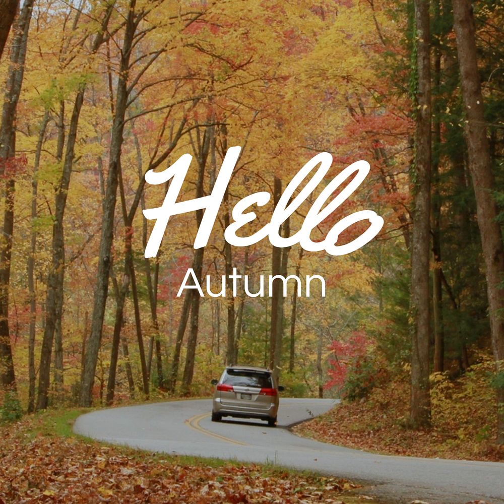 Hello autumn Instagram post template, editable text