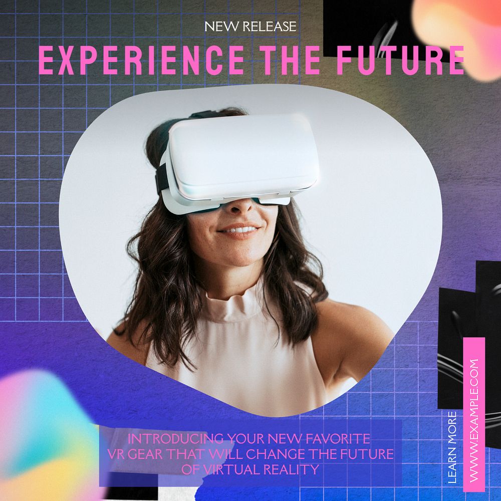 VR gear ads Instagram post template, editable text