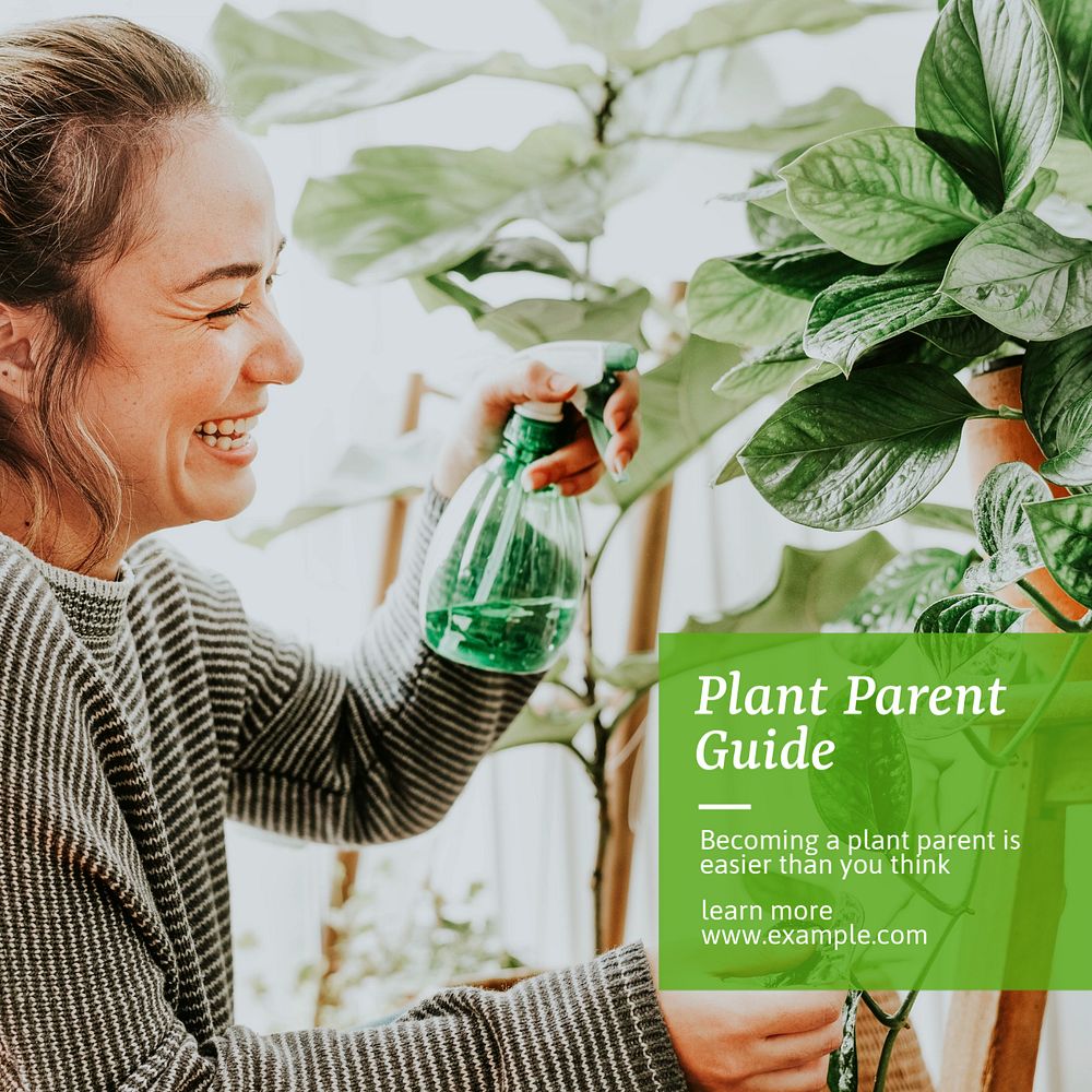 Plant parent guide Instagram post template, editable text