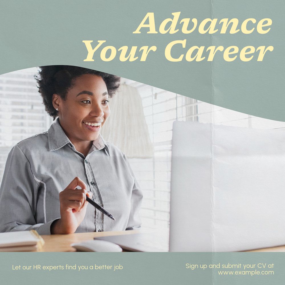 Advance your career Instagram post template, editable text