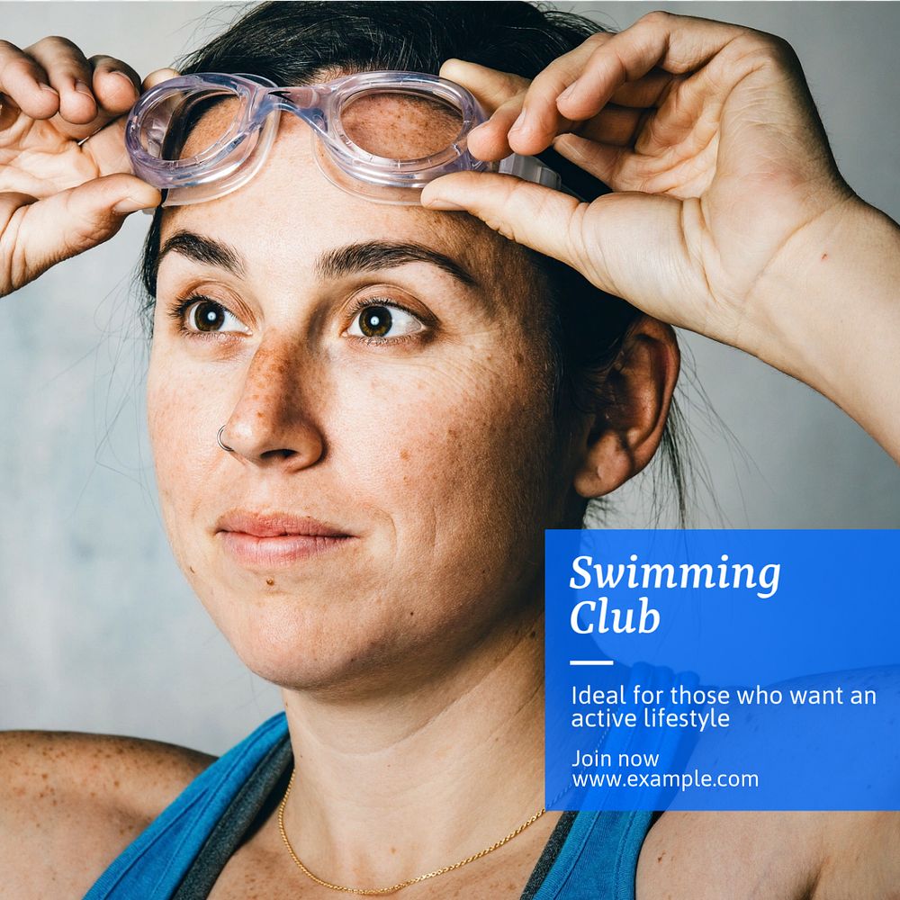 Swimming club Instagram post template, editable text