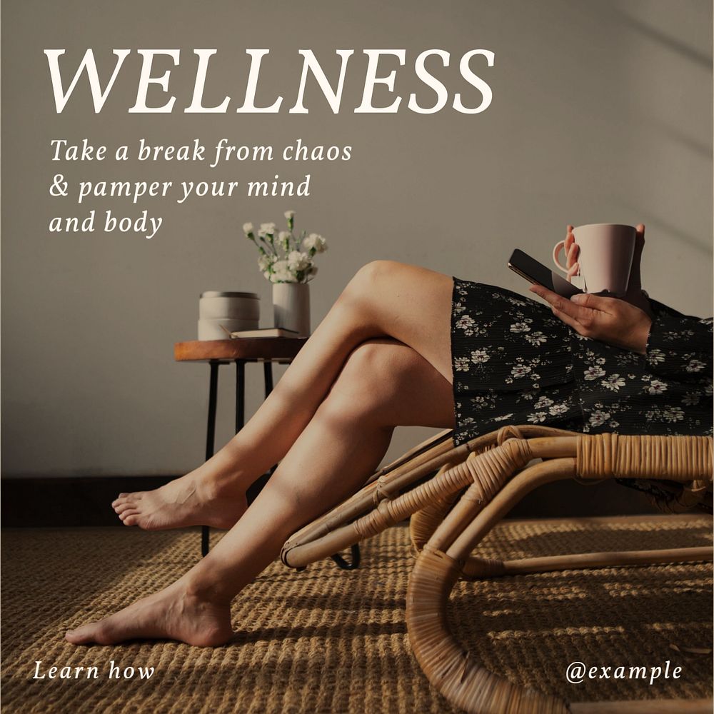 Wellness Instagram post template, editable text