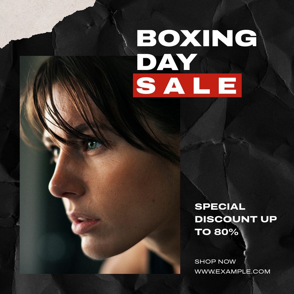 Boxing day sale Instagram post template, editable text