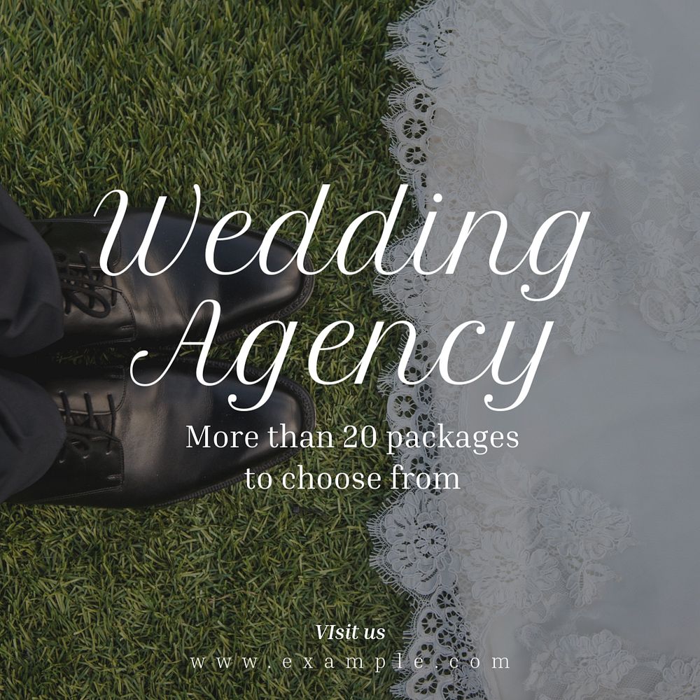 Wedding agency Instagram post template, editable text