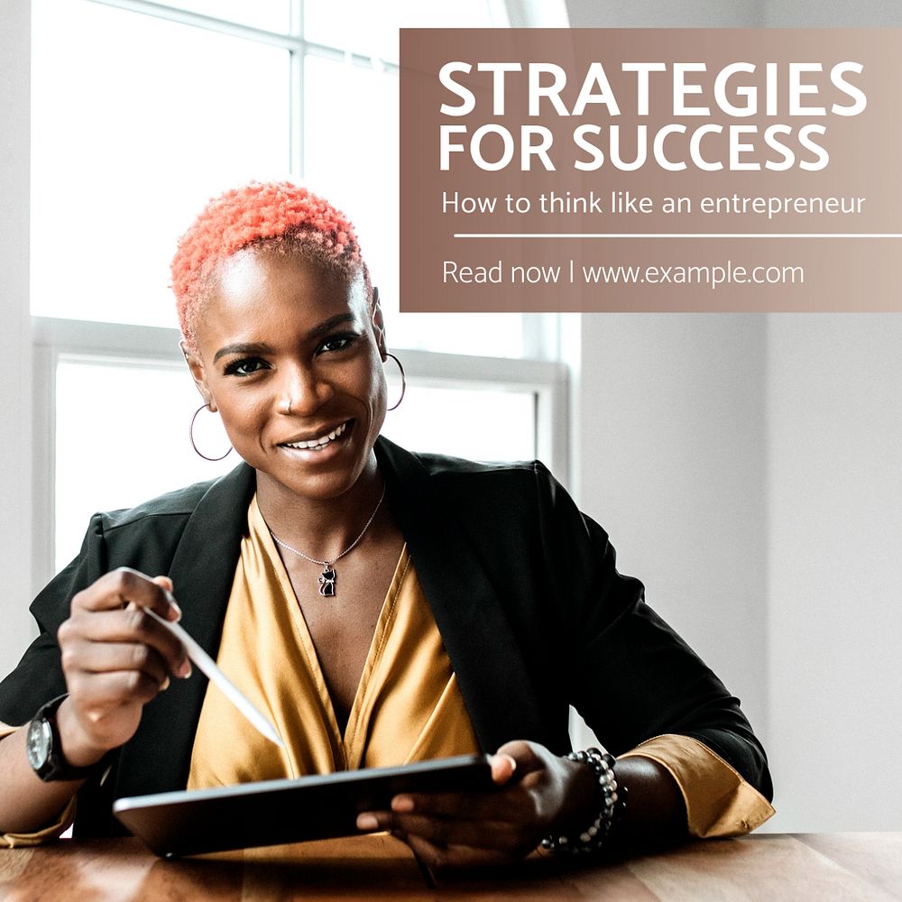 Strategies for success Instagram post template, editable text