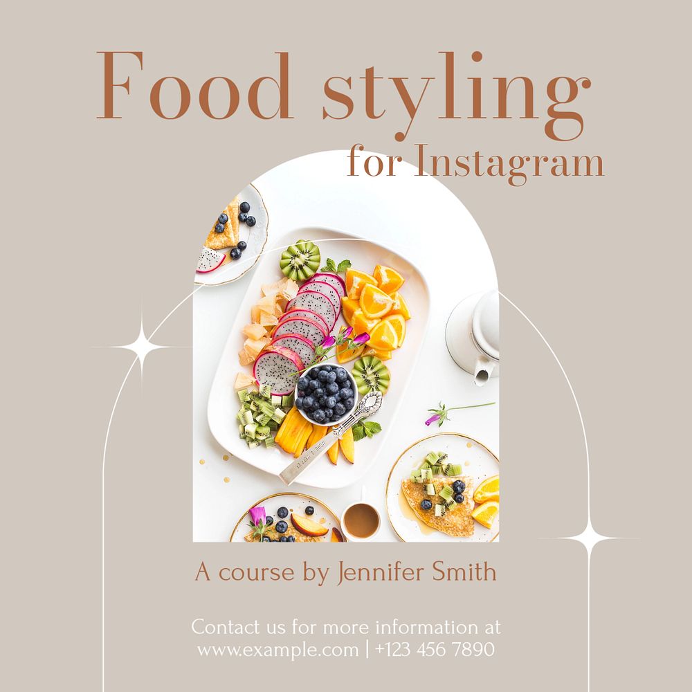 Food styling Instagram post template, editable text