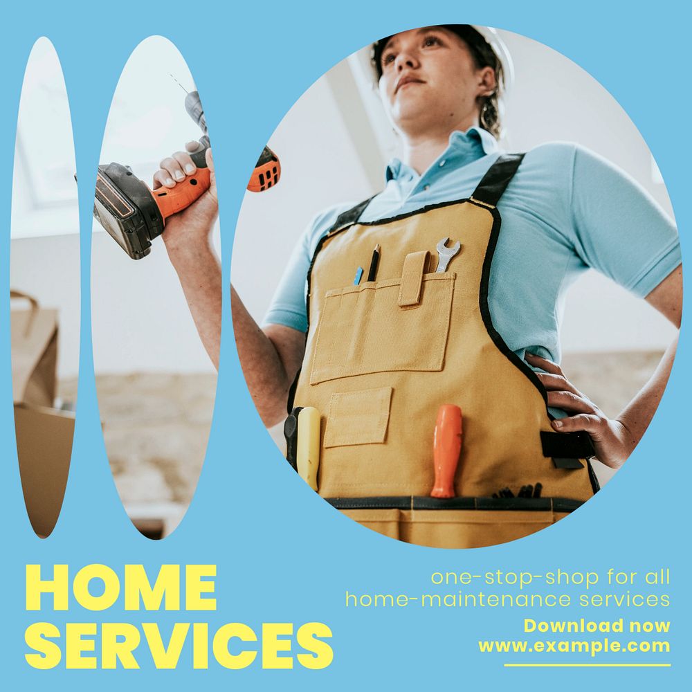 Home services Instagram post template, editable text