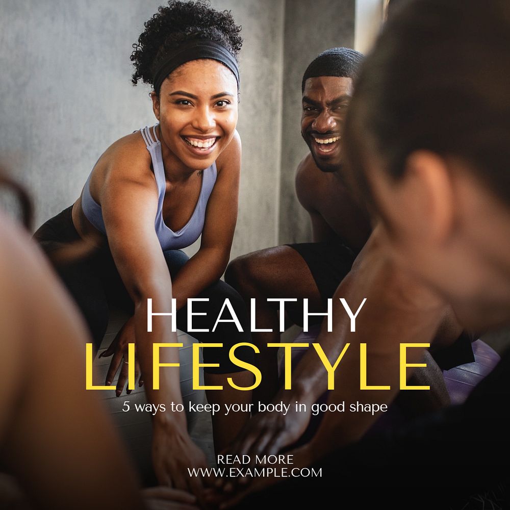 Healthy Lifestyle Instagram post template, editable text