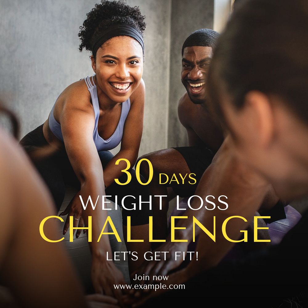 Weight loss challenge Instagram post template, editable text