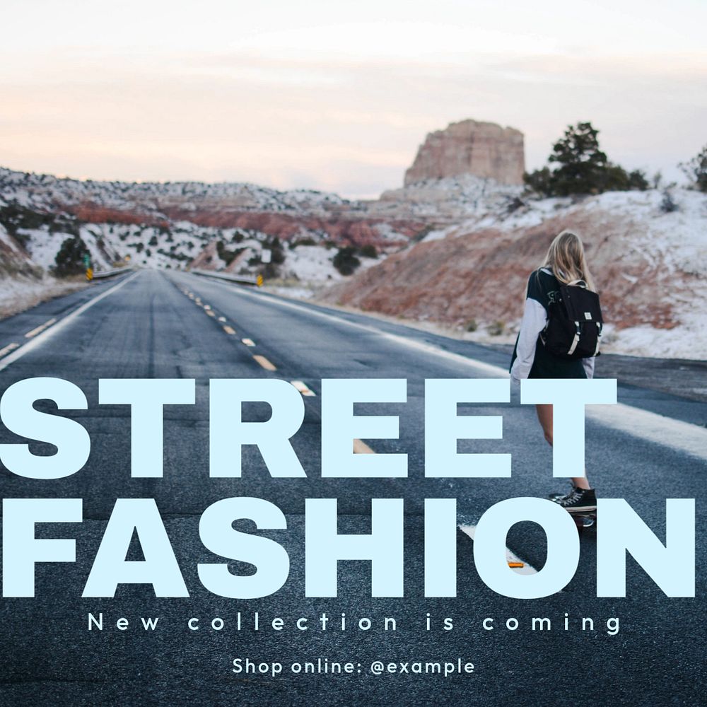 Street fashion Instagram post template, editable text