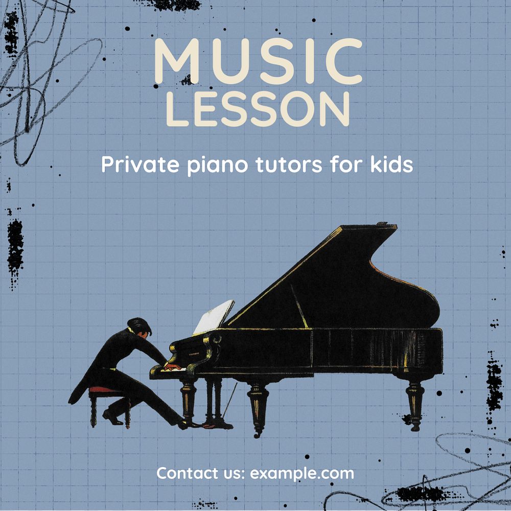 Music lesson Instagram post template, editable text