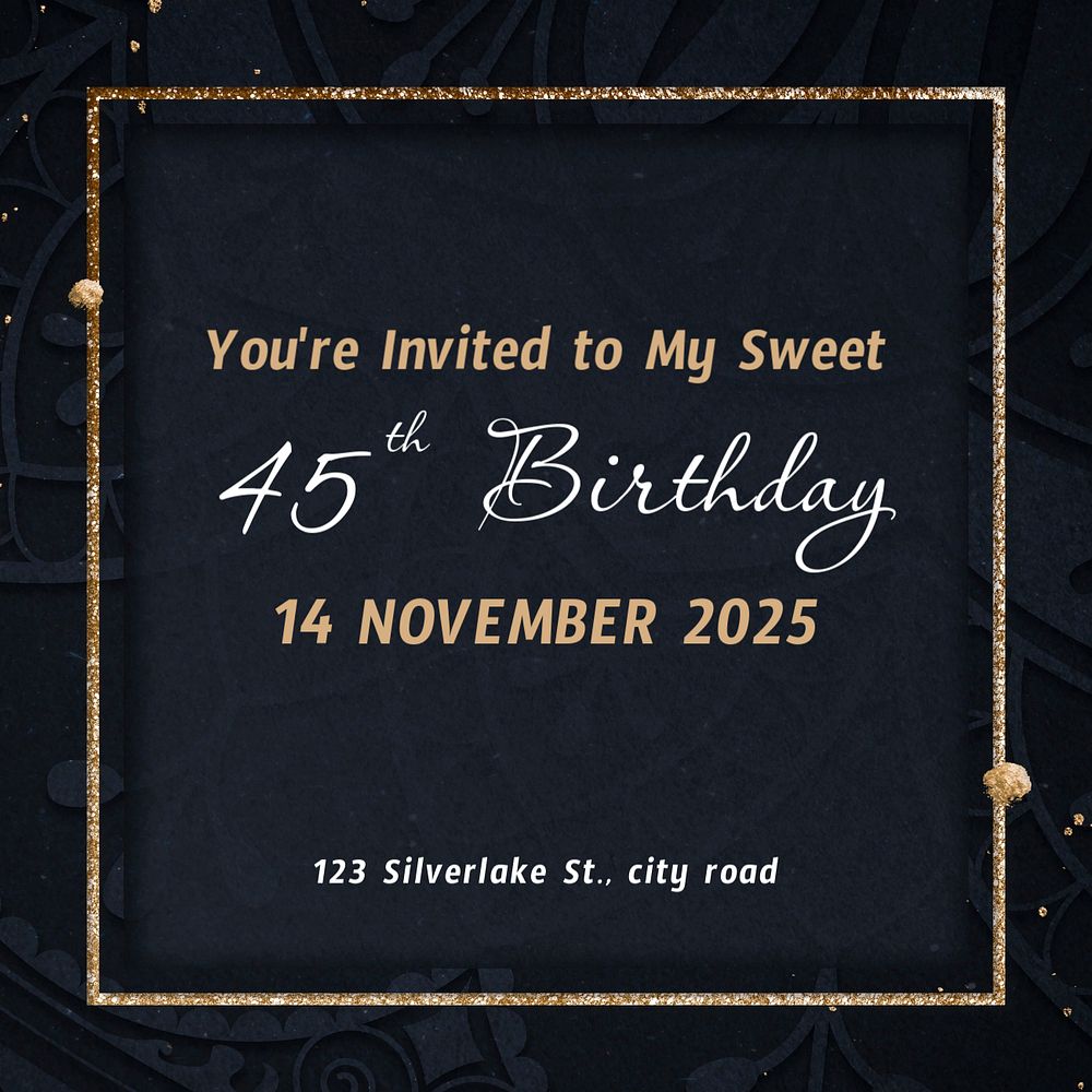 Sweet sixteen invite Instagram post template, editable text